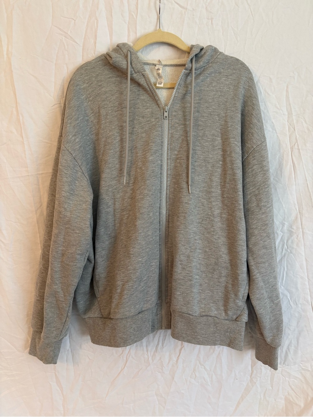 ALO Yoga Light Gray Full-Zip Hoodie